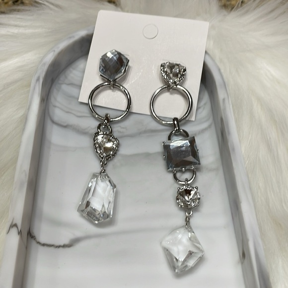 Zara Crystal Silver Dangle Earrings - Picture 4 of 12